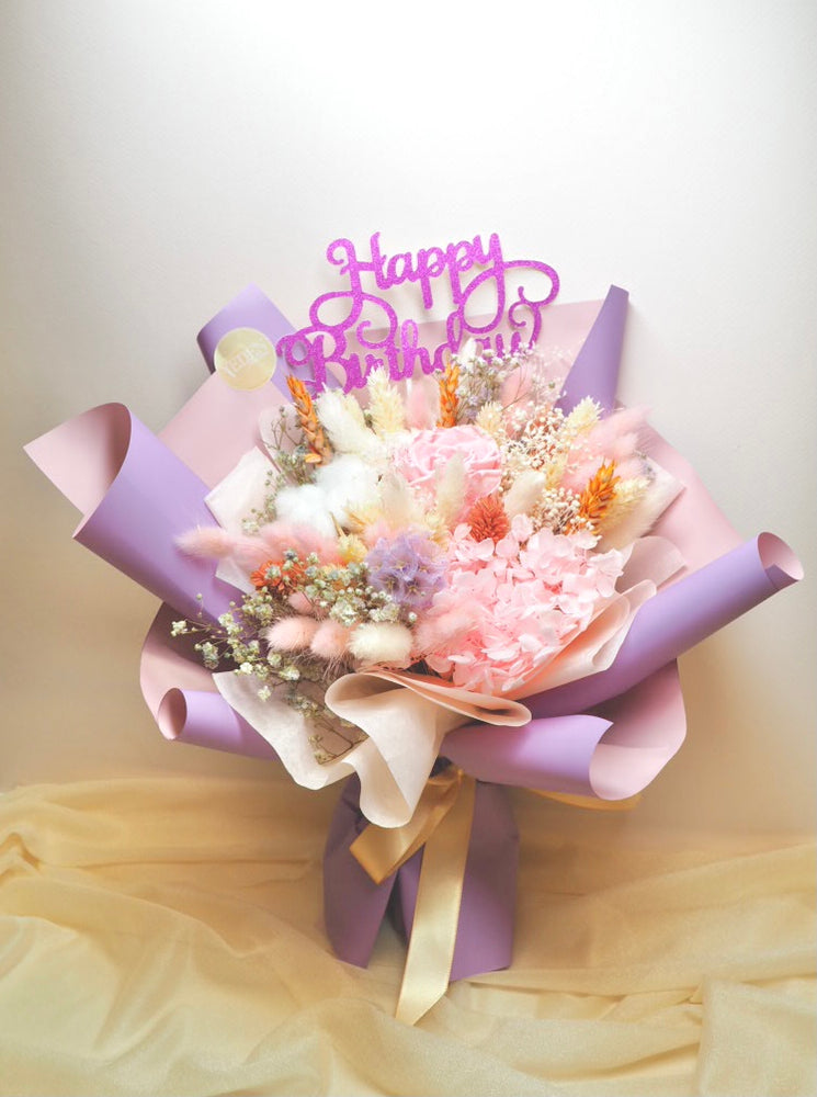 Happy Birthday Bouquet "PURPLE HEART"